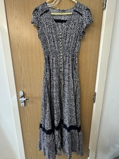 Apricot Size 8 Blue Summer Midi Dress with Pockets Excellent Condition