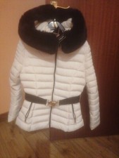 Wonens white belted faux fur