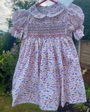 Hand smocked deluxe baby dress + head band 3-6 months Penny Farthing collection