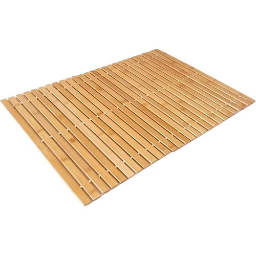 Folding bamboo wooden bath mat - bamboo,