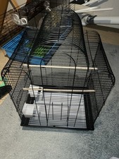 GREAT CONDITION CLEANED Bird Cage Black with 2 easy access food/water container