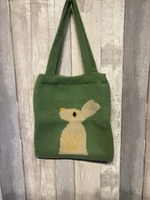 Lovely Hare / Rabbit Design Knitted Bag Good Condition Approx 12 x 13 Inches