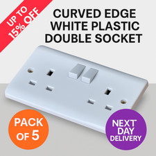 5 Pack 13A Double Socket White