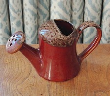 Churston Devon Pottery Brown Lava Watering Can / Vase / Planter