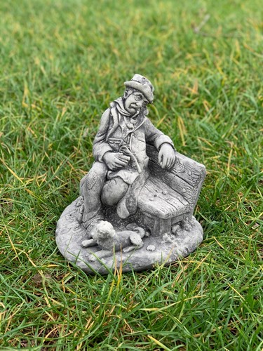 Stone man bench figurine - on,