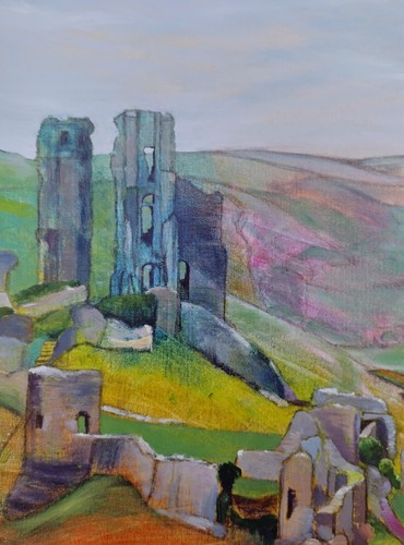 Corfe castle art print - castle,