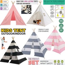 Large Children Indian Tent Canvas Teepee Wigwam Indoor Outdoor Kids Play House 