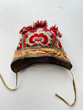 RARE Antique CHINESE EMBROIDERED MIAOW HAT BONNET childs beautiful vintage