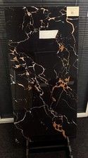 Black Marble Effect Porcelain Rectified Tile 60 x 120 cm High Gloss Wall Floor