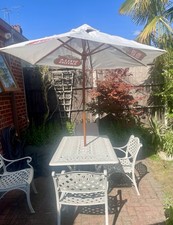 Vintage Quality Large Stella Artois Parasol Umbrella with Wooden Pole