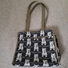 Signare Tapestry Shopping Bag For Woman in Westie Dog Design