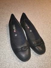 Ladies Padders Fiona Black Ballet Flats Shoes Pumps Ballerina Slip On. UK 7