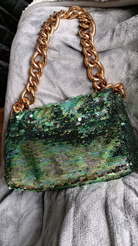 Zara green sequined handbag - zara,