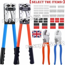 Heavy Duty Battery Cable Crimping Tool Wire Lug Crimper Terminal Copper Lugs Kit