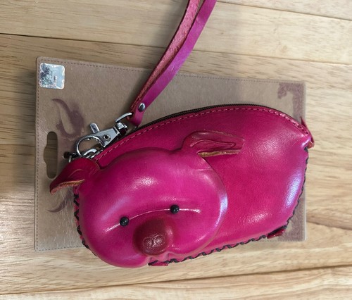 Novelty leather pink pig purse - leather,