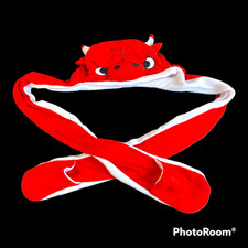 Soft Plush Kids Bull animal Hat with Hood Scarf Long Mittens Pocket Soft Red