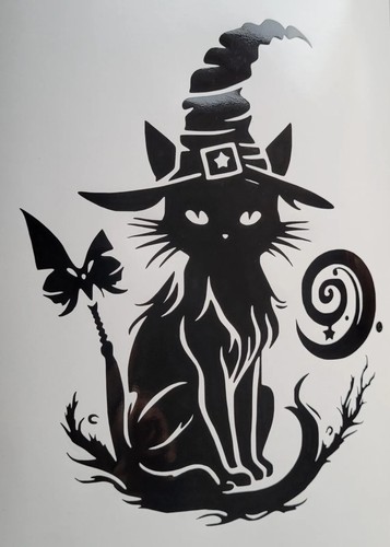 Cat hat flower decal - 1x,