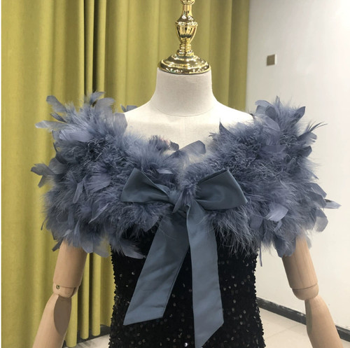 Real ostrich feather fur shrug - feather,