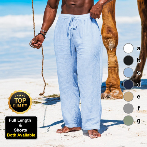Mens cotton linen trousers - cotton,