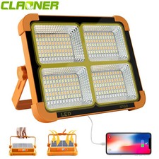 3000W Rechargeable LED Solar Work Light 10000LM Portable Floodlight USB 5-Modes