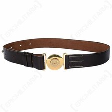 Leather Belt - Dark Brown M1916 Army Military Officer Gold Buckle Trousers Loop