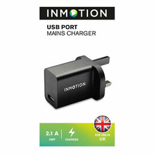 InMotion Black USB Port Mains Charger 2.1 A For UK Use