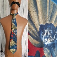 Lucino London Vintage Abstract Floral Tie In Polyester 1990s Made England BA43