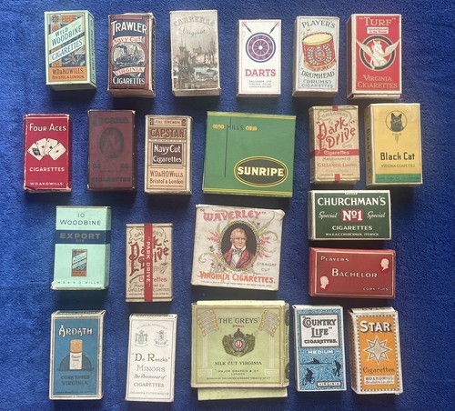 22x antique cigarette packets - cigarette,