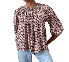 Tucker Silk Blouse - Ditsy Floral Print - Multis - Sz M-  Fit M / L - UK 12 / 14