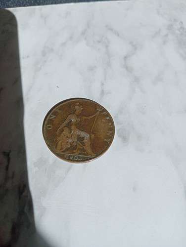 Five old bronze pennies - old,