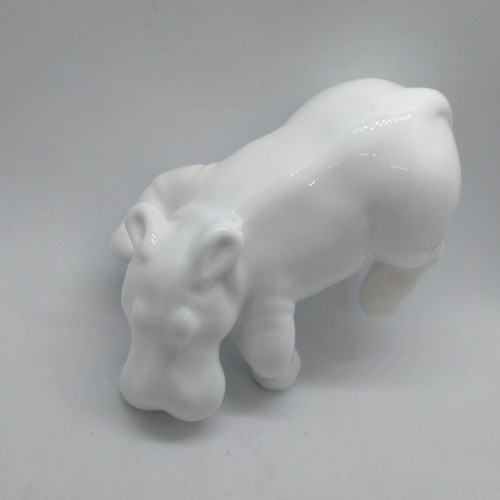 White porcelain hippopotomus - white,