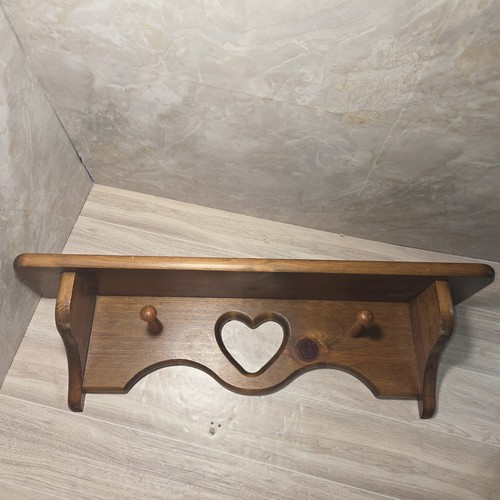 Vtg wood wall shelf heart - vtg,