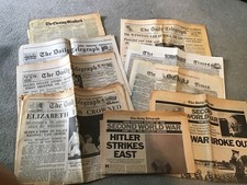 JOB LOT X 9 Daily Telegraph/Times/Ev.Stan. REPRINTS 1805-1965 wars, death, QE