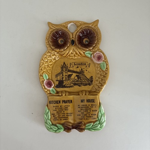 Vintage ceramic owl spoon rest - spoon,