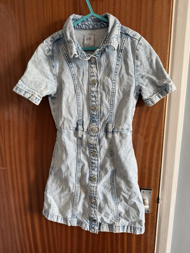 Girls blue denim button - button, up