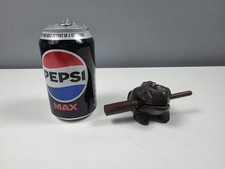 Hand Carved Wooden Frog Guiro Noise Maker With Stick - GC - 5 cm Tall