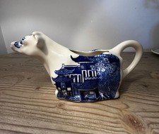 Vintage Burleigh Ware Willow Pattern Cow Creamer
