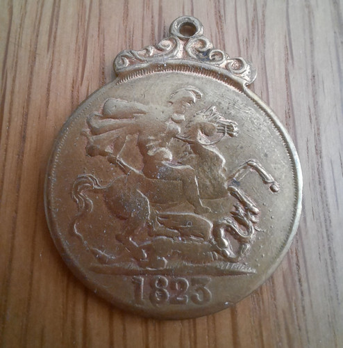 Antique george brass coin - george,