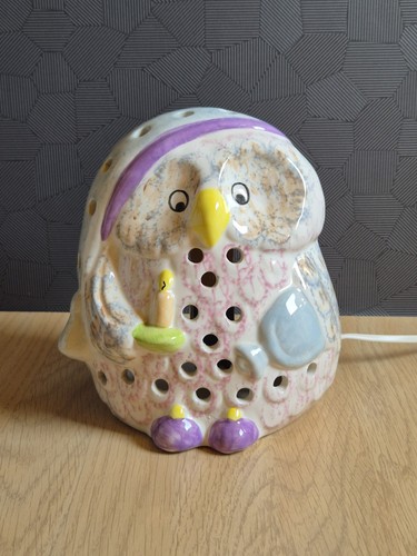 Vintage hand painted owl - vintage, lamp