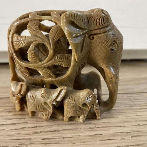 Hand carved soapstone mother - carved,