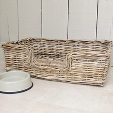 Grey Rattan Wicker Pet Dog Bed