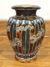An Early Doulton Lambeth George Tinworth Vase- Dated 1875.