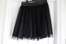 ANTIPODIUM Black  Net Overlay Mini  Skirt Elasticated Waist Size L (UK 12 - 16)