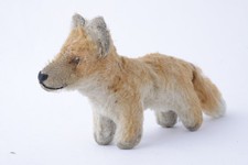 ANTIQUE VINTAGE PLUSH TOY FOX w GLASS EYES appx. 8" long Faux Fur (CS1)
