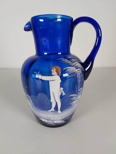 Blue glass mary gregory - glass, gregory"