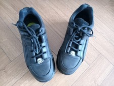 Buffalo London Classic Chunky Black Leather Platform Trainers size uk 7 eu 41