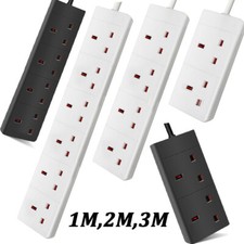 Extension Leads Cable Electric Mains Power 2 4 6 Way Gang UK Plug Sockets leads