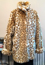 Absolutely Fabulous Dennis Basso Faux Fur Coat White & Tan Size L 14/16/18