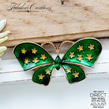 Green Enamel Butterfly Brooch