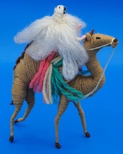 Very Rare - 1920s GRECON MINIATURE - wool-bound wire CAMEL & RIDER - 6" tall